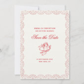 Blush Lace Border Vintage Cherub Wedding セーブザデート (正面)