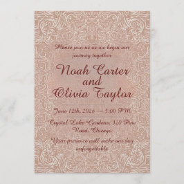 Blush Lace Elegant Wedding Invitation 招待状