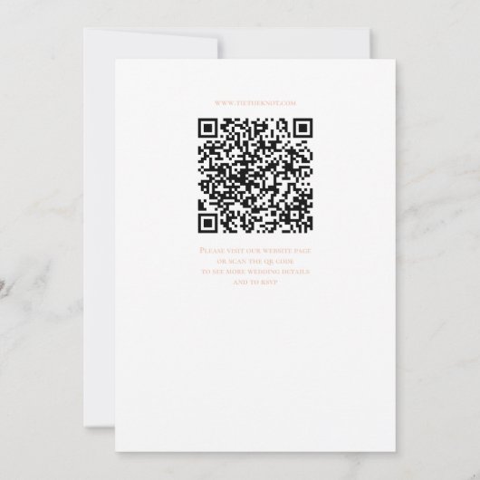 Blush Laurel Monogram Wedding Invitation QR Code 招待状 (裏面)