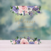 Blush Lavender Purple Floral Wedding Welcome アクリルサイン (ニュートラル)
