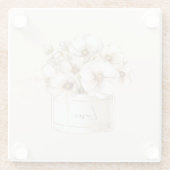Blush Love Pretty White Flowers ガラスコースター (裏面)