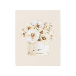 Blush Love Pretty White Flowers メタルプリント