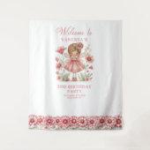 Blush Magical Fairy Flowers 3rd Birthday Backdrop タペストリー (正面)