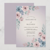 Blush Mauve Artistic Spring Wedding 招待状 (正面/裏面)