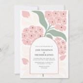 Blush Meadow Abstract Floral Modern Spring Wedding 招待状 (正面)