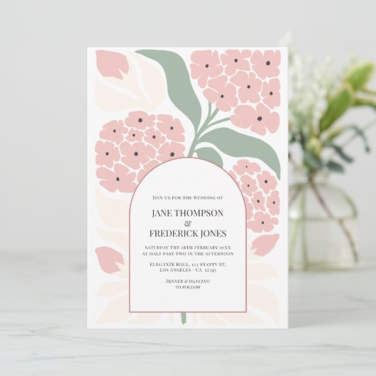 Blush Meadow Abstract Floral Modern Spring Wedding 招待状 (スタンド正面)