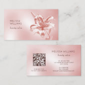 Blush Metallic 3D Lily Flower 名刺 (正面/裏面)