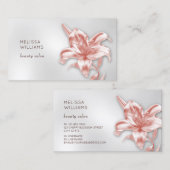 Blush Metallic 3D Lily Flower 名刺 (正面/裏面)