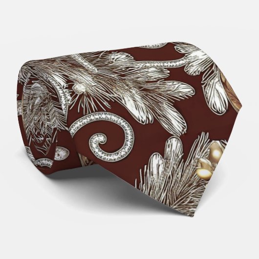 Blush Metallic Christmas Ornament & Snowflake ネクタイ (ロール)