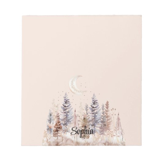 Blush Moon Purple Trees ノートパッド (正面)