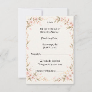 Blush Mountain Cherry Blossom Wedding RSVP Card