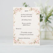 Blush Mountain Cherry Blossom Wedding RSVP Card (スタンド正面)