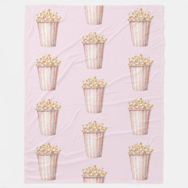 Blush Movie Time Popcorn フリースブランケット