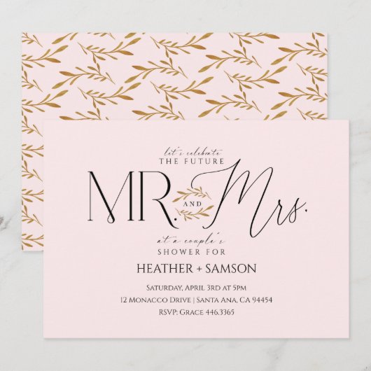 Blush "Mr. + Mrs." Engagement Shower 招待状 (正面/裏面)