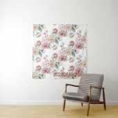 Blush Navy Blue Soft Pastel Pink Floral タペストリー (インサイチュ)