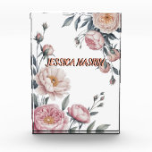 Blush Navy Blue Soft Pastel Pink Floral フォトブロック (正面)