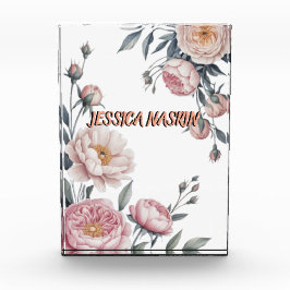 Blush Navy Blue Soft Pastel Pink Floral フォトブロック