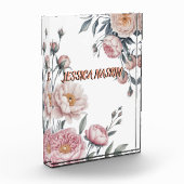 Blush Navy Blue Soft Pastel Pink Floral フォトブロック (左)