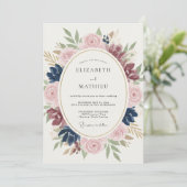 Blush Navy Floral Wedding 招待状 (スタンド正面)