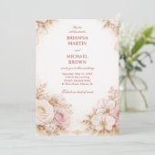 Blush Neutral Floral  招待状 (スタンド正面)