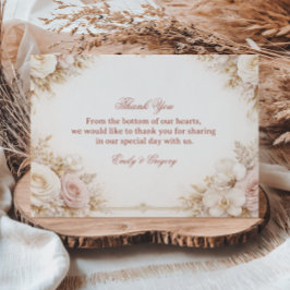 Blush Neutral Floral Elegant サンキューカード