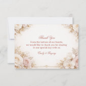 Blush Neutral Floral Elegant サンキューカード (正面)