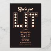 Blush Noir Let's Get Lit Retro Christmas Party 箔招待状 (正面)