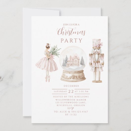 Blush Nutcracker Christmas 招待状 (正面)