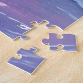 Blush Ocean Sunset Waves Watercolor ジグソーパズル (側面)