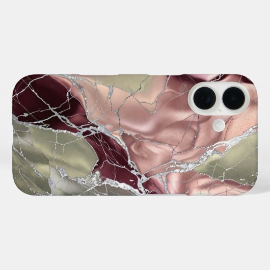 Blush Olive Marble Phone Case Silver Luxury Case-Mate iPhoneケース (裏面 (横))