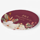 Blush Orange Floral Elegant Anniversary Monogram ペーパープレート (アングル)