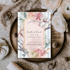 Blush Orchid Tropical Wedding Save the Date 案内状