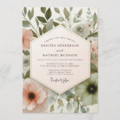 Blush Painterly Flora Wedding 招待状 (正面)