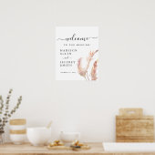 Blush Pampas Grass Minimalist Wedding Welcome Sign ポスター (キッチン)