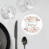 Blush Pampas Grass Wedding Coaster ラウンドペーパーコースター