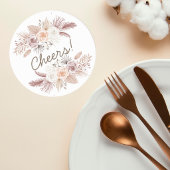 Blush Pampas Grass Wedding Coaster ラウンドペーパーコースター