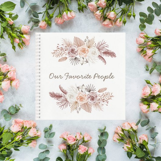 Blush Pampas Grass Wedding Guest Book ノートブック