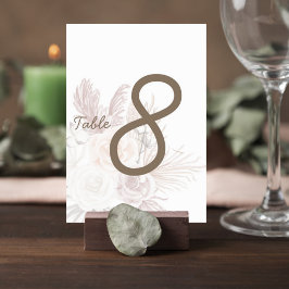 Blush Pampas Grass Wedding Table Number Card テーブルナンバー