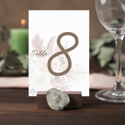 Blush Pampas Grass Wedding Table Number Card テーブルナンバー
