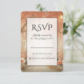 Blush Peach Enchanted Forest Lantern Wedding 出欠カード (スタンド正面)