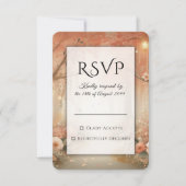 Blush Peach Enchanted Forest Lantern Wedding 出欠カード (正面)
