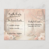 Blush Peach Enchanted Forest Lantern Wedding RSVP インビテーションポストカード (裏面)