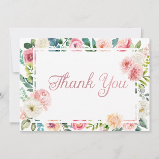 Blush & Peach Floral Thank You Card サンキューカード (正面)