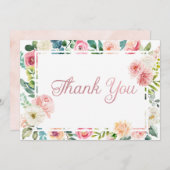 Blush & Peach Floral Thank You Card サンキューカード (正面/裏面)