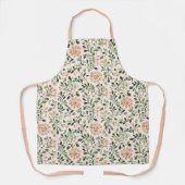 Blush Peach Flowers Green Leaves エプロン (正面)