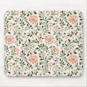 Blush Peach Flowers Green Leaves マウスパッド (正面)