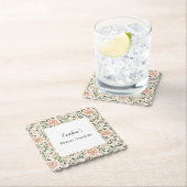 Blush Peach Flowers Green Leaves Bridal Shower   ペーパーコースター (インサイチュ)