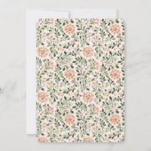 Blush Peach Flowers Green Leaves Wedding 招待状 (裏面)