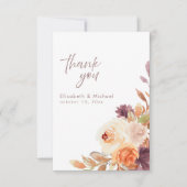Blush Peach Plum Elegant Wedding Thank You Card 招待状 (正面)