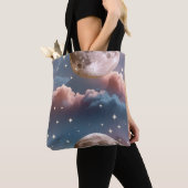 Blush Peach Sky Blue Celestial Moon トートバッグ (クローズアップ)
